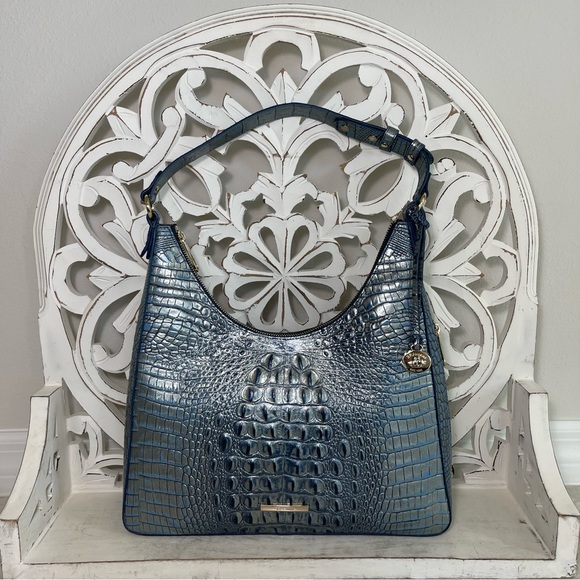 SOLD Brahmin Tabitha Shoulder Bag Serenity Blue Melboure Leather - Picture 2 of 7